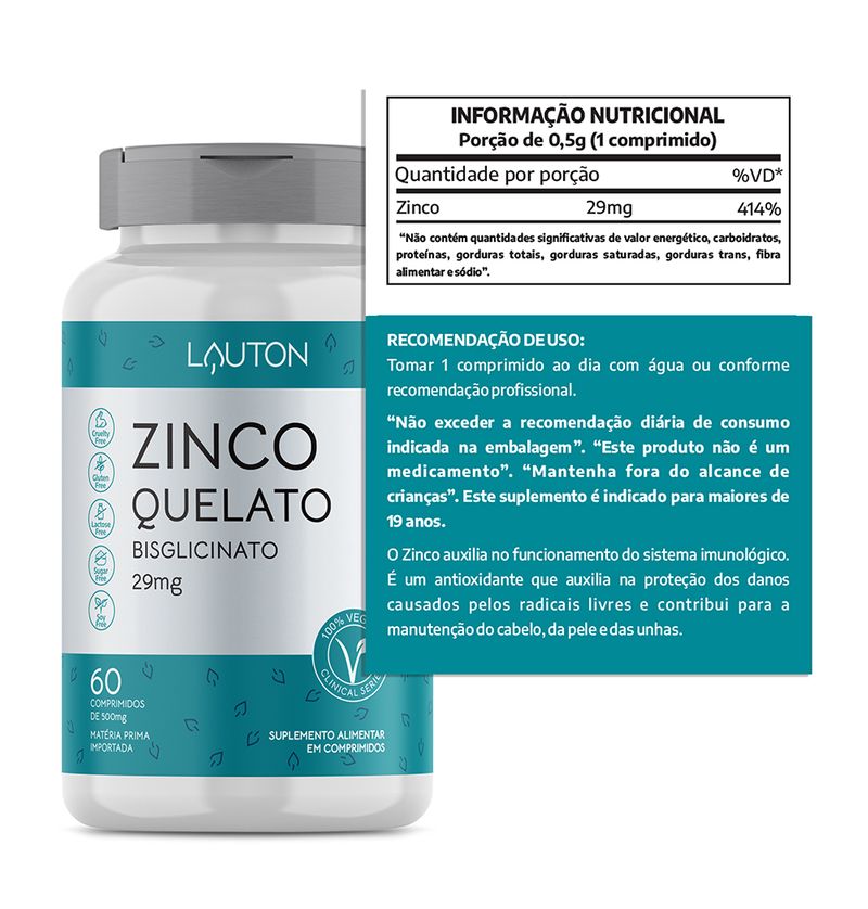 Kit Zinco Quelato + Vitamina C 500mg