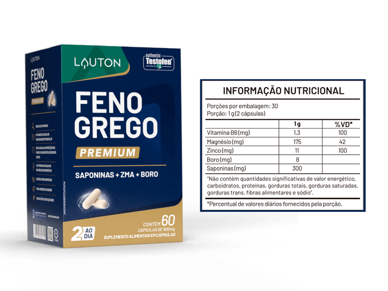 Feno-Grego-Premium-Testofen®-Saponinas---ZMA---Boro---60-Capsulas