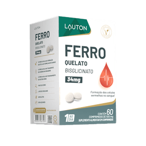 Ferro Quelato Bisglicinato 34mg - 60 Comprimidos | Lauton