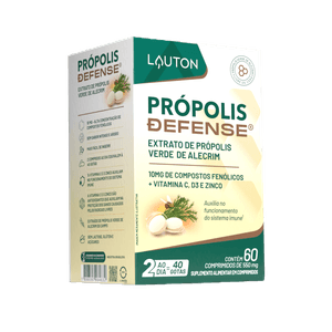 PROPOLIS DEFENSE® Extrato de Própolis Verde de Alecrim com Vitamina C + D3 e Zinco - 60 Comprimidos | Lauton