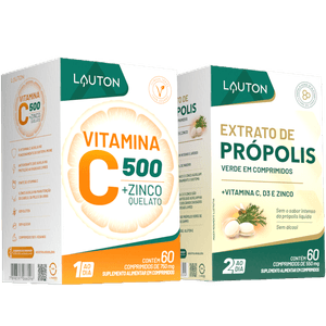 Kit Saúde Max - Vitamina C 500mg + Extrato de Própolis + Surpresa | Lauton Nutrition