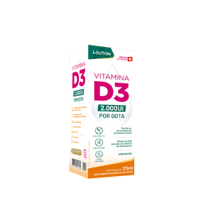Vitamina D3 Líquida Sabor Neutro 20ml - Lauton
